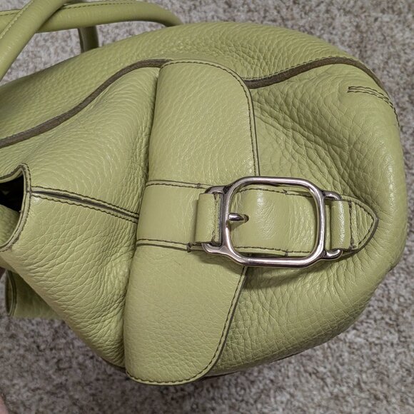 Cole Haan Village Lime Green Signature Pebbled Leather Cinched Tote Bag - Picture 4 of 5